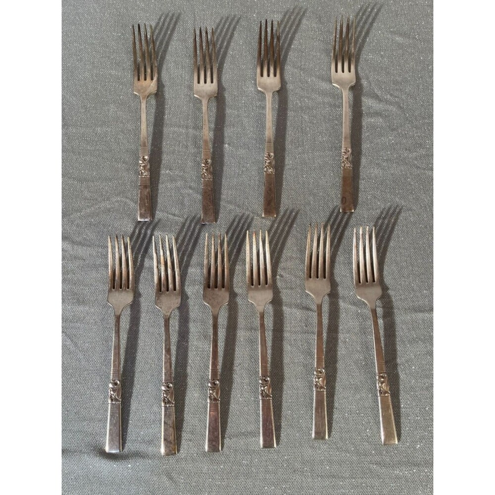 Vintage 40s Oneida Morning Star Community Silverplate Dinner Forks Set of 10